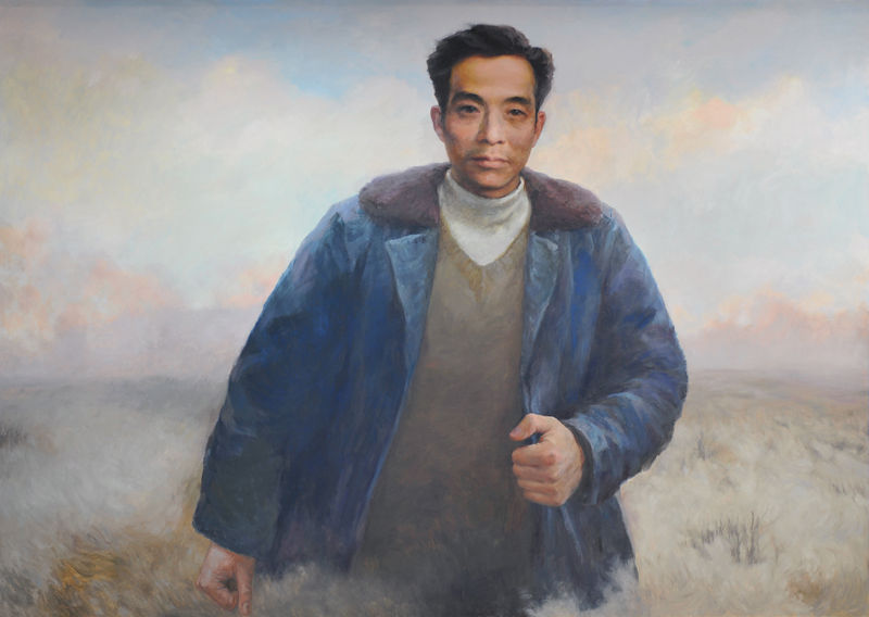 我校教师绘制大型油画肖像《焦裕禄》